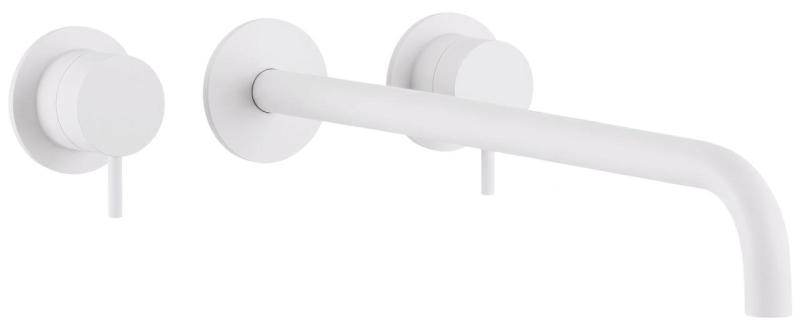 Waterevolution Flow Mitigeur lavabo encastré 3 trous blanc mat avec bec 25 cm T1163FBR-25