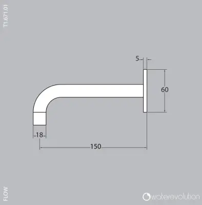 Waterevolution Flow bec de robinet chromé T16711501 longueur du bec 15 cm