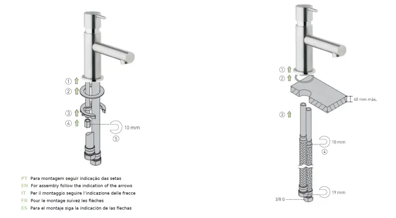 Waterevolution S22 Mitigeur de lavabo en inox avec vidage T410IE
