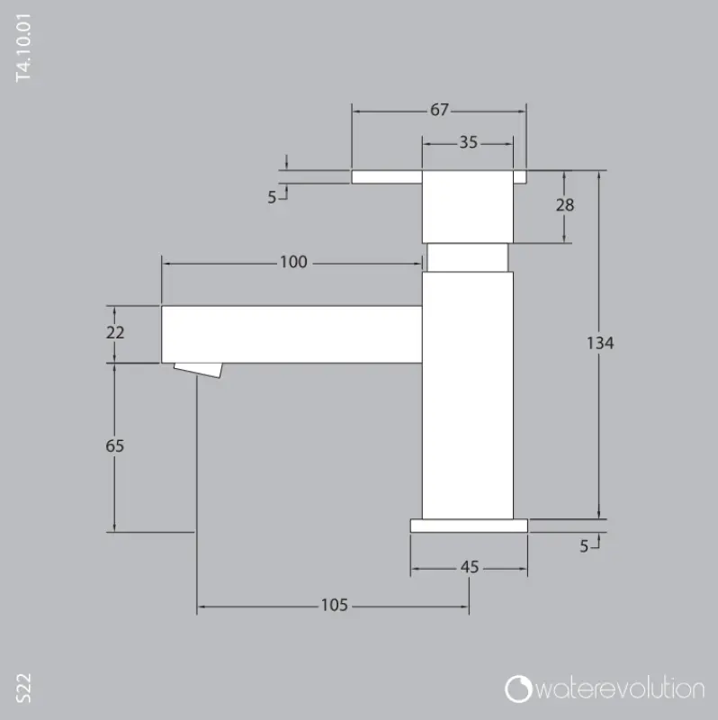 Waterevolution S22 Mitigeur de lavabo en inox avec vidage T410IE