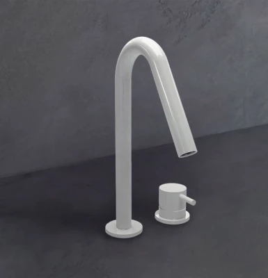 Waterevolution Flow Robinet de lavabo 2 trous blanc mat avec petit bec en V 120 mm T1121VBR
