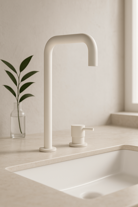 Waterevolution Flow Robinet de lavabo 2 trous bec haut 222 blanc mat T122HBR