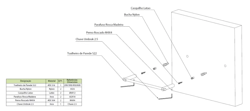Waterevolution S22 porte-serviettes 60 cm Acier inoxydable A413IE