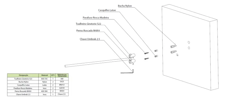Waterevolution S22 porte-serviettes pivotant 30 cm inox A415IE