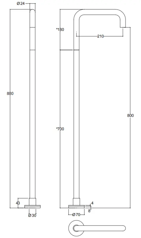 Waterevolution Flow Bec de baignoire sur pied Chromé T1672H2401