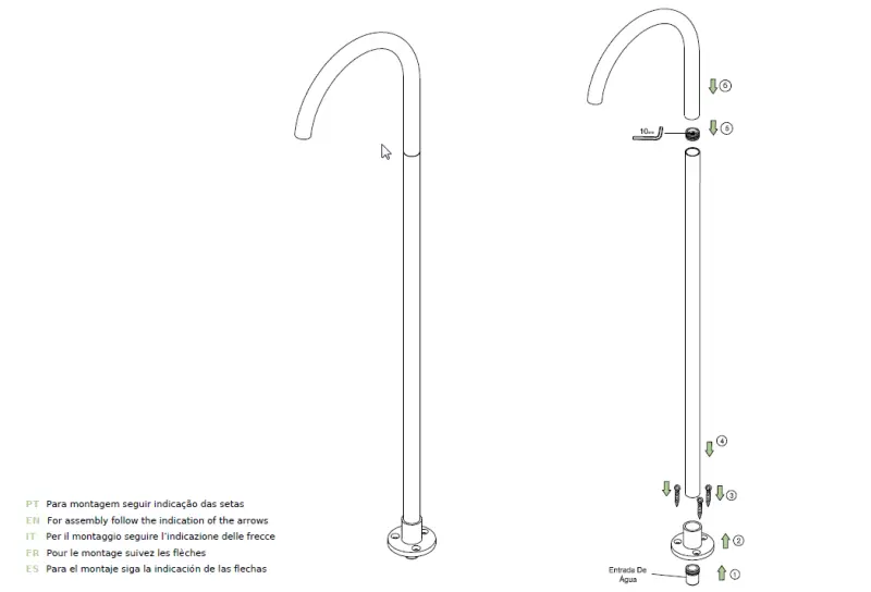 Waterevolution Flow Bec de baignoire sur pied Noir mat T1673PR