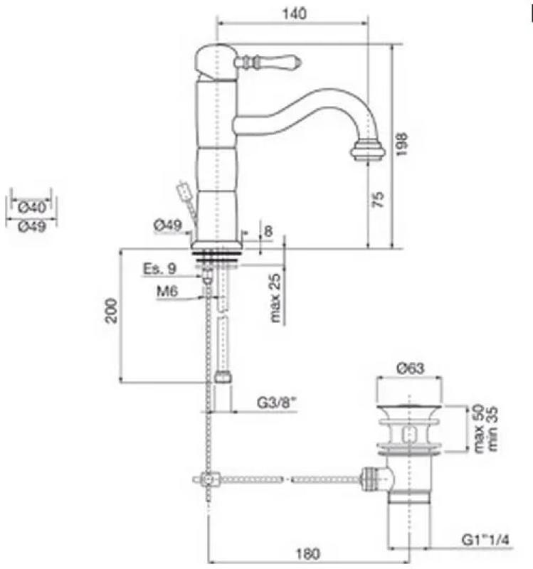 PB Classic robinet de lavabo pilar inox 1208592582