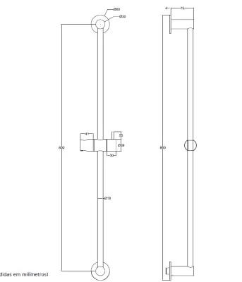 Waterevolution Flow barre de douche 800 mm chrome T166001