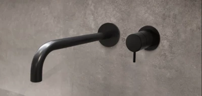 Robinet de lavabo encastré Watervolution Flow noir mat avec bec de 21 cm T116BPR-21