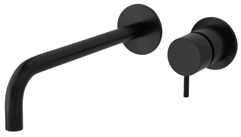 Robinet de lavabo encastré Watervolution Flow noir mat avec bec de 21 cm T116BPR-21