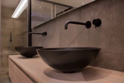 Solid-S Pure Lavabo à poser, vasque ronde, noir mat, L41 x H14 cm, sans trop-plein, avec bouchon en solid surface 1208775662