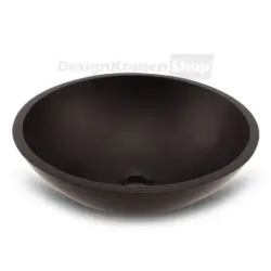 Solid-S Pure Lavabo à poser, vasque ronde, noir mat, L41 x H14 cm, sans trop-plein, avec bouchon en solid surface 1208775662