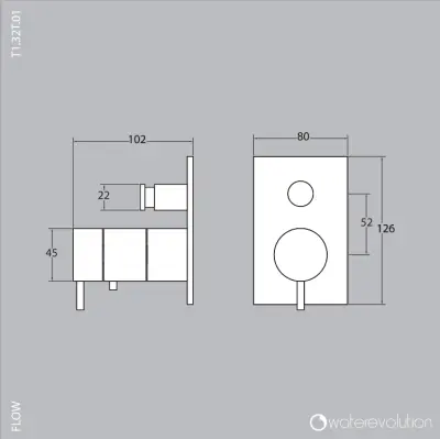 Thermostat de douche encastré Waterevolution Flow avec 2 sorties, noir mat avec rosace ronde 1208778072