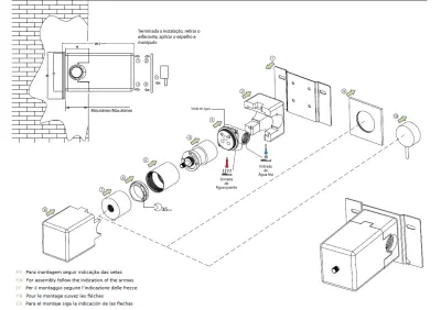 Thermostat de douche encastré Waterevolution Flow avec rosace ronde noir mat 1208778082 T142TBPR
