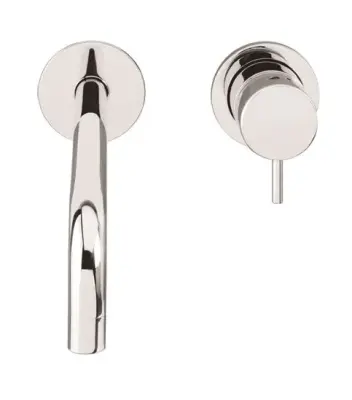 Robinet de lavabo encastré Watervolution Flow blanc mat avec bec de 21 cm T116BBR-21