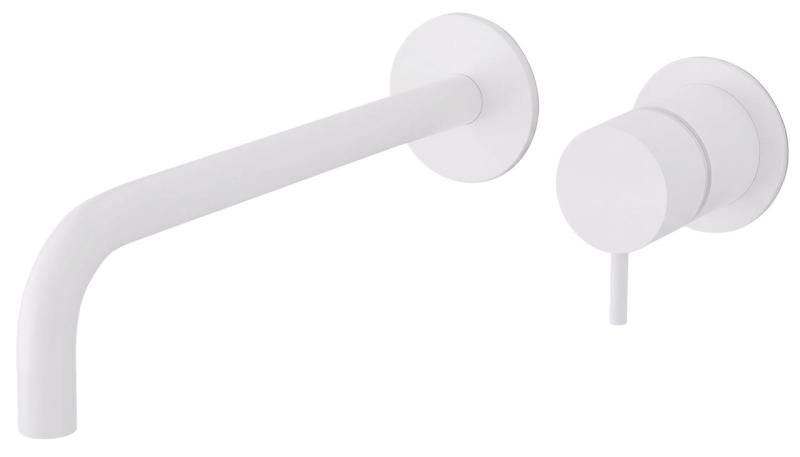 Robinet de lavabo encastré Watervolution Flow blanc mat avec bec de 21 cm T116BBR-21