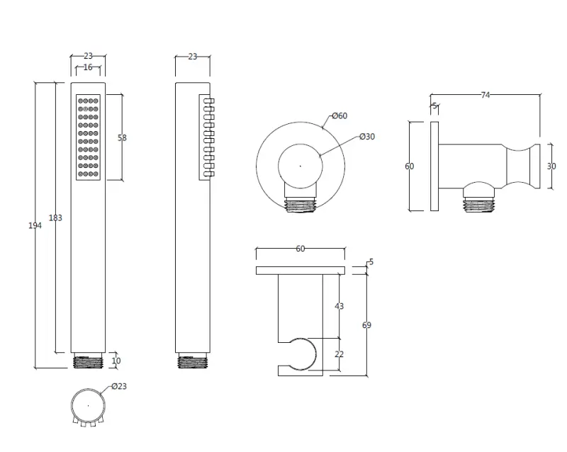 Ensemble de robinetterie de salle de bain Waterevolution Flow complet avec raccord mural, entièrement en acier inoxydable T1621IE