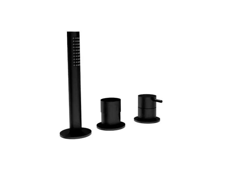 Waterevolution Flow Mitigeur de bain 3 trous pour montage sur le bord de la baignoire Noir mat T138SBPR