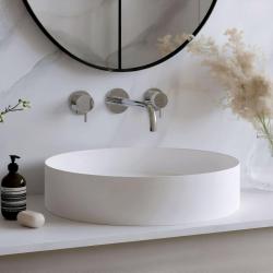 Waterevolution Flow Robinetterie de lavabo encastrée 3 trous chromé avec bec 15cm T1163F01-15