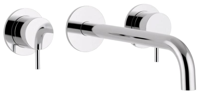 Robinet de lavabo encastré à 3 trous Waterrevolution Flow, chrome, avec bec de 15 cm T1163F01-15