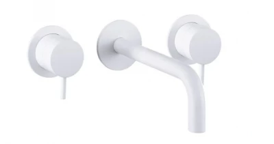 Waterevolution Flow Mitigeur lavabo encastré 3 trous blanc mat avec bec 21 T1163FBR-21