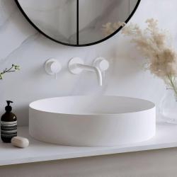 Waterevolution Flow Robinet de lavabo encastré 3 trous blanc mat avec bec 15 T1163FBR-15