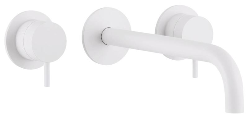 Waterevolution Flow Mitigeur lavabo encastré 3 trous blanc mat avec bec 15 cm T1163FBR-15