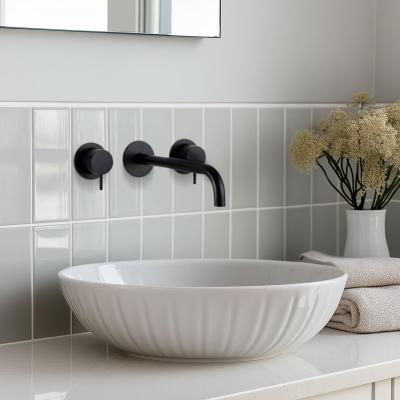 Waterevolution Flow Mitigeur lavabo encastré 3 trous noir mat avec bec 25 T1163FPR-25