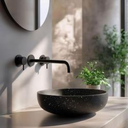 Waterevolution Flow Robinet de lavabo encastré 3 trous noir mat avec bec 21 T1163FPR-21