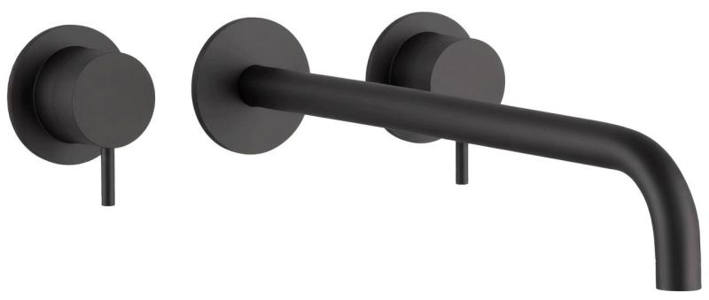 Waterevolution Flow Mitigeur lavabo encastré 3 trous noir mat avec bec 21 cm T1163FPR-21