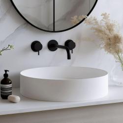 Waterevolution Flow Robinet de lavabo encastré 3 trous noir mat avec bec 15 T1163FPR-15