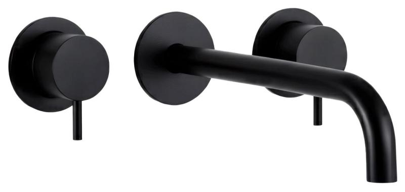 Waterevolution Flow Mitigeur lavabo encastré 3 trous noir mat avec bec 15 cm T1163FPR-15
