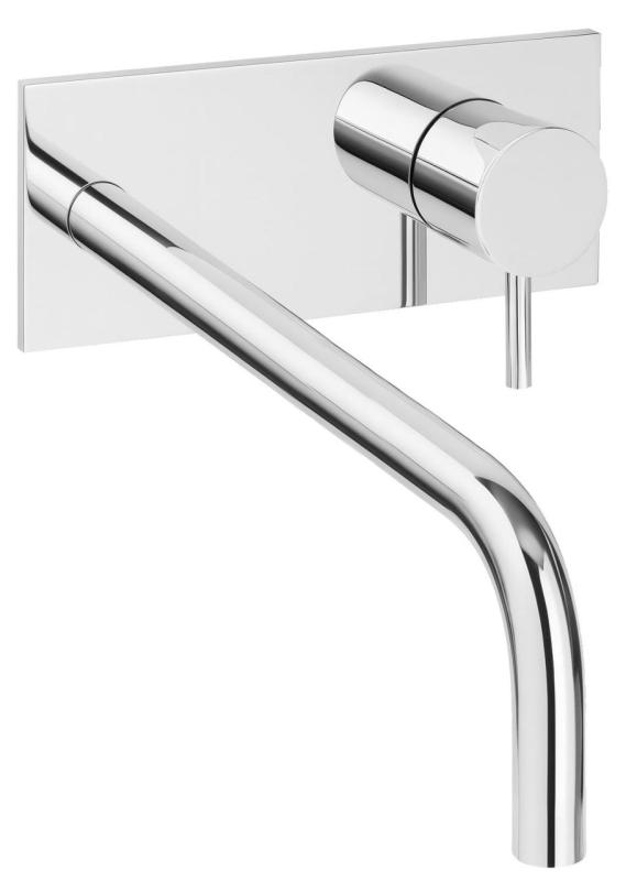 Waterevolution Flow Mitigeur de lavabo encastrable avec plaque et bec 21cm Chrome T1161B01-21