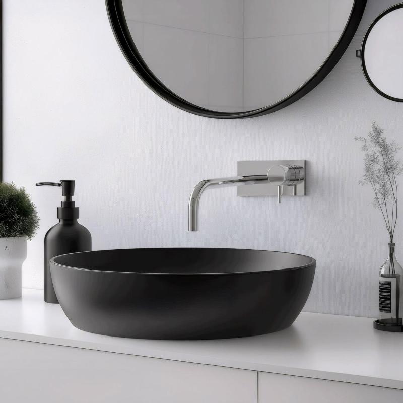 Waterevolution Flow Mitigeur de lavabo encastrable avec plaque et bec15cm Chrome T1161B01-15