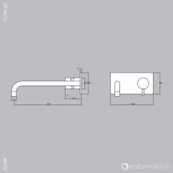 Waterevolution Flow Mitigeur de lavabo encastrable avec plaque et bec 21cm Blanc mat T1161BBR-21