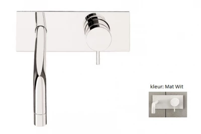 Robinet de lavabo encastré Watervolution Flow avec plaque de recouvrement blanc mat et bec de 21 cm T1161BBR-21