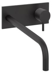 Waterevolution Flow Mitigeur de lavabo encastrable avec plaque et bec 21cm Noir mat T1161BPR-21