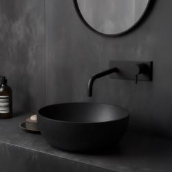 Waterevolution Flow Mitigeur de lavabo encastrable avec plaque et bec 21cm Noir mat T1161BPR-21