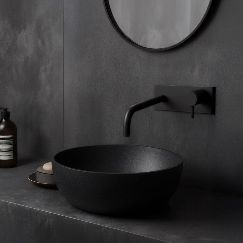 Waterevolution Flow Mitigeur de lavabo encastrable avec plaque et bec 21cm Noir mat T1161BPR-21