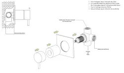 Waterevolution Flow inverseur encastré 2 voies Acier inoxydable avec rosace ronde T1482SIE