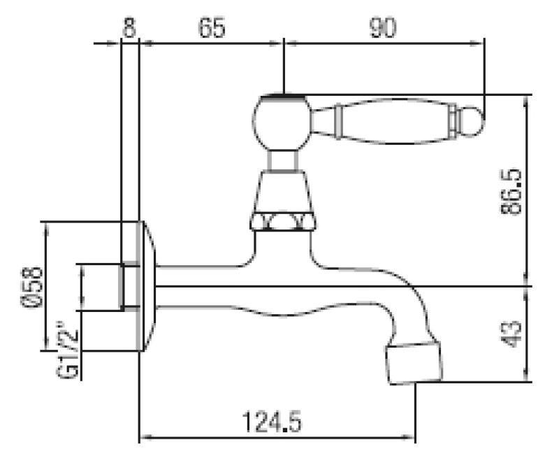 PB Classic Robinet mural de lavabo avec levier blanc eau froide chromé 1208853472