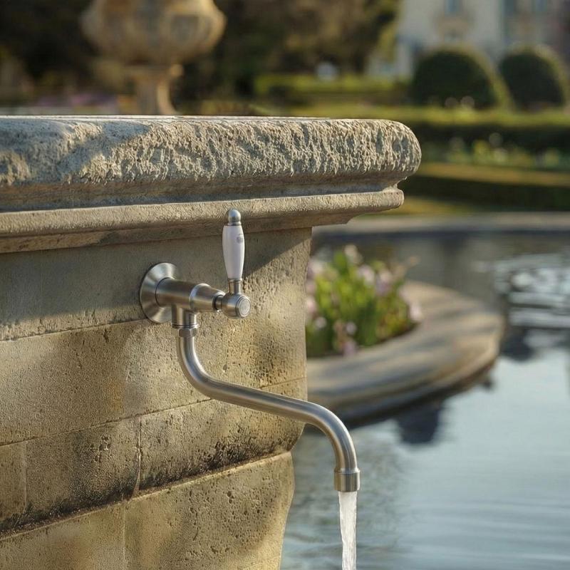 PB Classic Robinet mural de lavabo avec levier blanc eau froide et long bec Acier inoxydable 1208853572