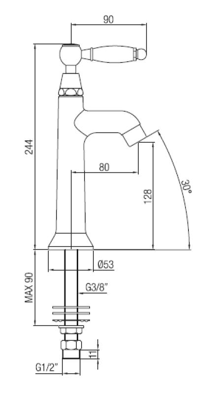 PB Classic Mitigeur de lavabo avec levier blanc eau froide Acier inoxydable 1208853932