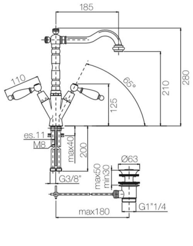 PB classic robinet de lavabo bec blanc 18,5 cm inox 1208854312