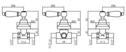 PB Classic set de douche encastré PB Classic avec inverseur 3 voies et leviers blancs Chromé 1208854622