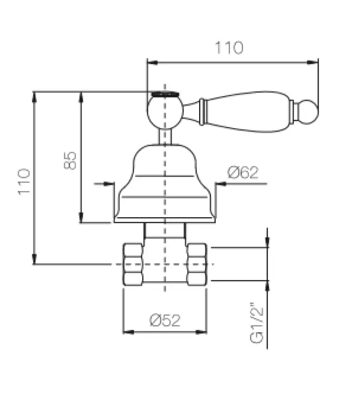 PB Classic Robinet d'arrêt encastré avec manette blanche Bronze 1208854662