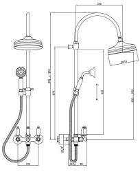 PB Classic Set de douche apparent avec effet pluie Colonne de douche télescopique Chromé 1208854872