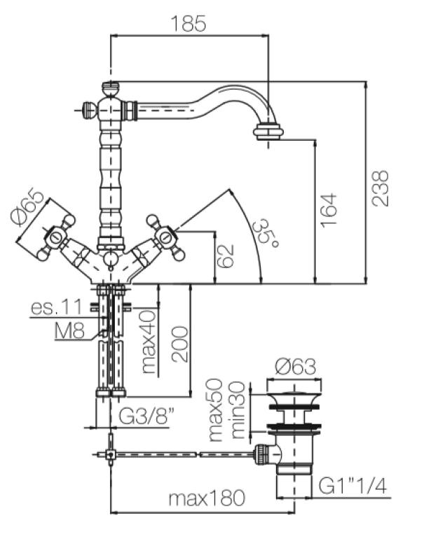 PB classic robinet de lavabo bec fort 18,5 cm inox 1208854972