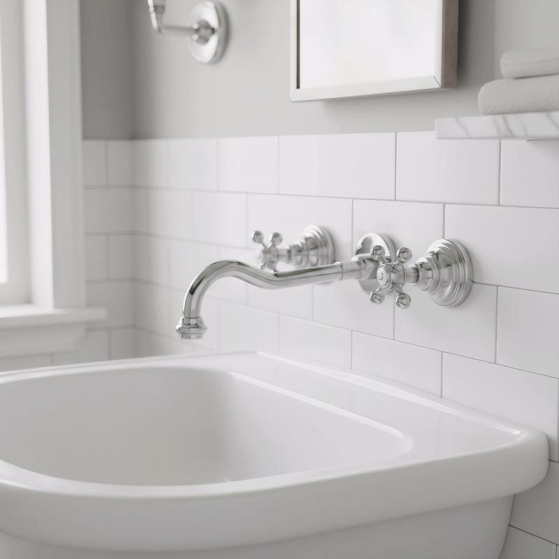 PB robinet mural encastré classique avec poignées étoile, bec de 25 cm, Chrome 1208855112