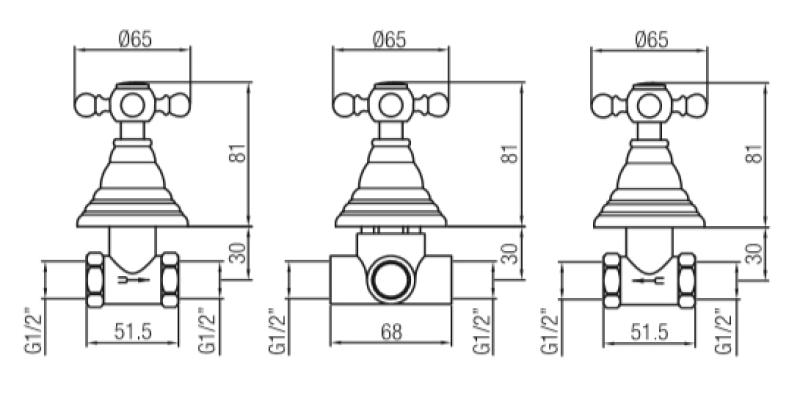 Ensemble de douche à encastrer PB classic 2 voies avec inverseur avec boutons en étoile Chromé 1208855362